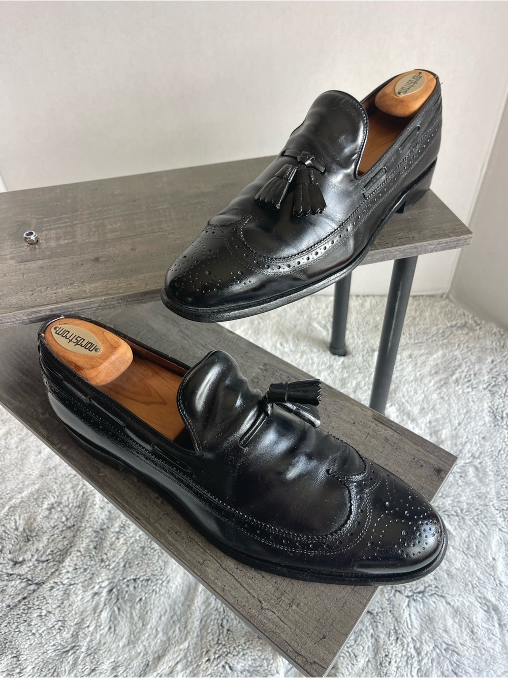 Allen Edmonds Dress Shoes Mens 9.0B Berwick Black Kiltie Wing Tip Slip On Leathe